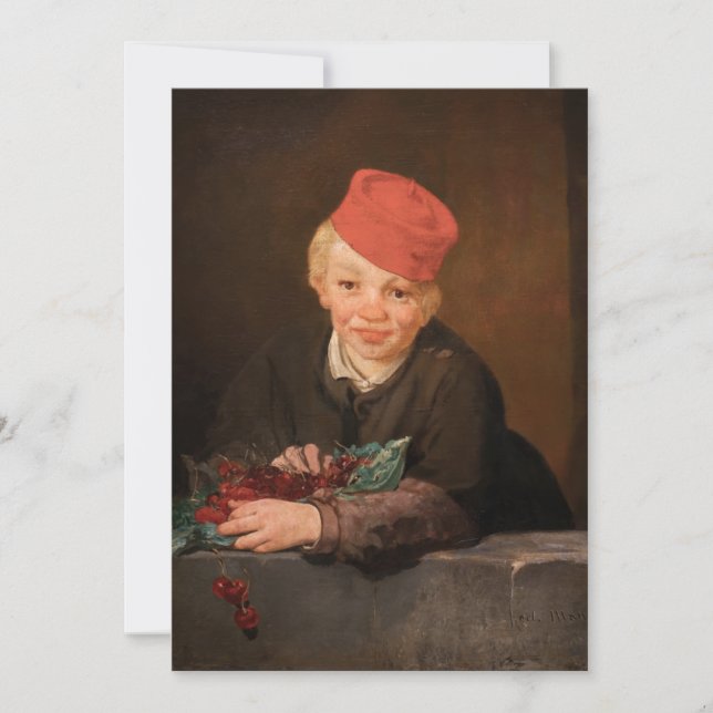 Edouard Manet - Boy med Cherries Tack Kort (Framsida)