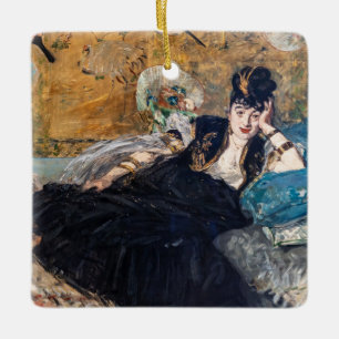Edouard Manet - Dam med Fläkt Julgransprydnad Keramik