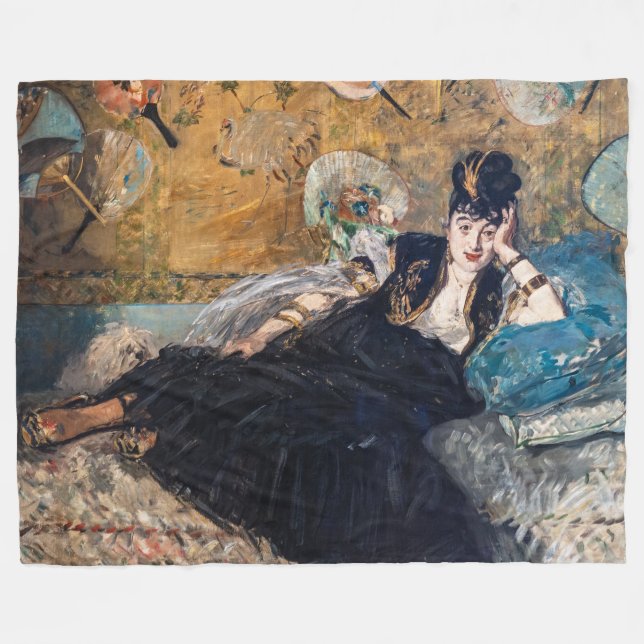 Edouard Manet - Dam med solfjädrar Fleecefilt (Framsidan (Horisontell))