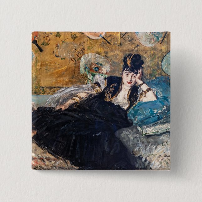 Edouard Manet - Dam med solfjädrar Knapp (Framsida)