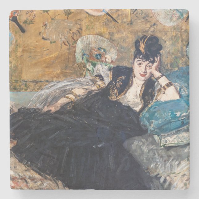 Edouard Manet - Dam med solfjädrar Stenunderlägg (Framsidan)