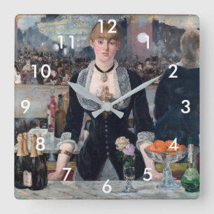 Edouard Manet - En bar på Folies-Bergere Fyrkantig Klocka