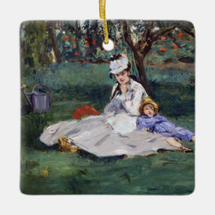 Edouard Manet - familjen Monet i trädgården Julgransprydnad Keramik