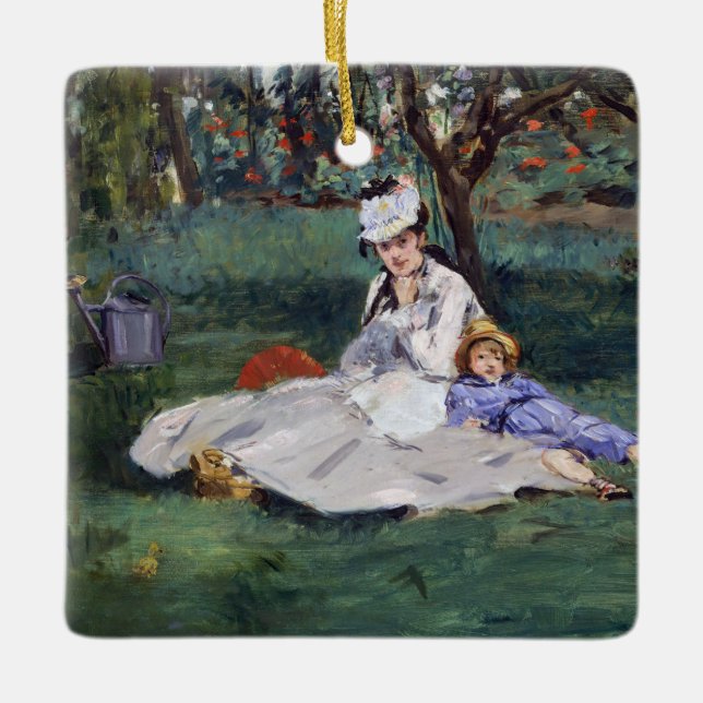 Edouard Manet - familjen Monet i trädgården Julgransprydnad Keramik (Framsida)