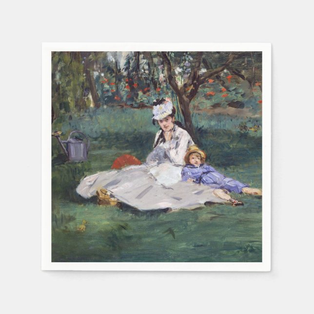 Edouard Manet - familjen Monet i trädgården Pappersservett (Framsidan)
