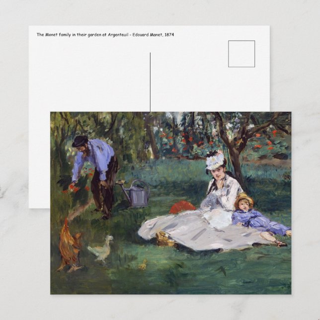 Edouard Manet - familjen Monet i trädgården Vykort (Fram/baksida)