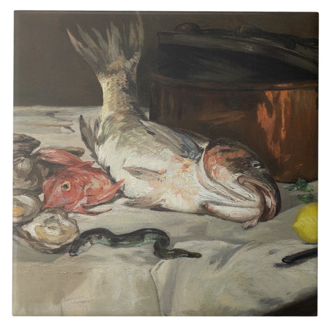Edouard Manet - Fish - still Life Kakelplatta (Framsidan)