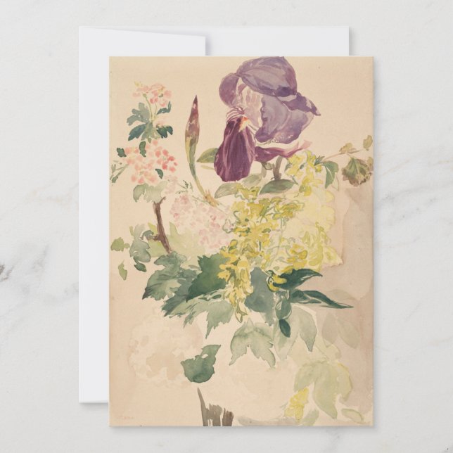 Edouard Manet - Flower Biet med Iris, Laburnum  Inbjudningar (Framsida)