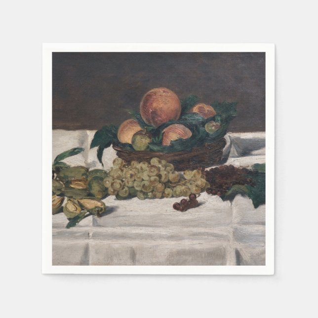 Edouard Manet - Fortfarande liv, Fruits på Bord Pappersservett (Framsidan)