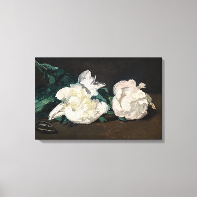 Edouard Manet - Gren of White Peonies, Secateurs Canvastryck (Framsida)