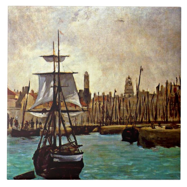 Edouard Manet - Hamnen i Bordeaux Kakelplatta (Framsidan)
