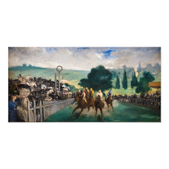 Edouard Manet - Kapplöpning i Longchamp Fototryck (Framsidan)