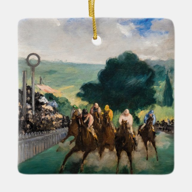 Edouard Manet - Kapplöpning i Longchamp Julgransprydnad Keramik (Framsida)