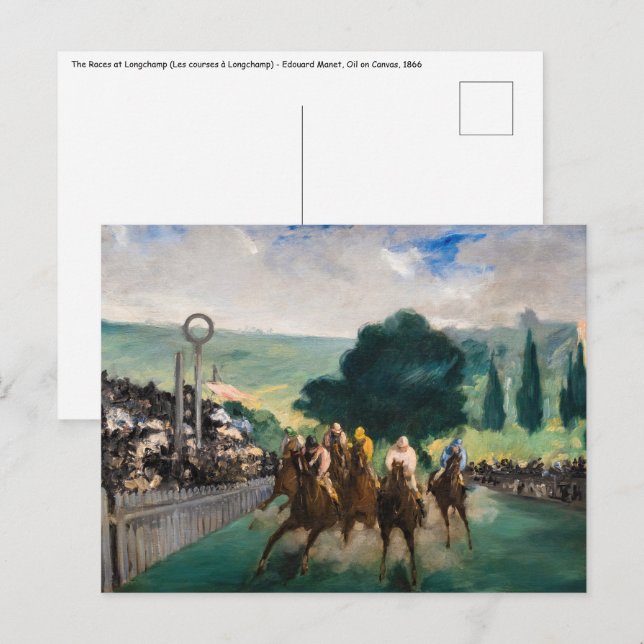 Edouard Manet - Kapplöpning i Longchamp Vykort (Fram/baksida)
