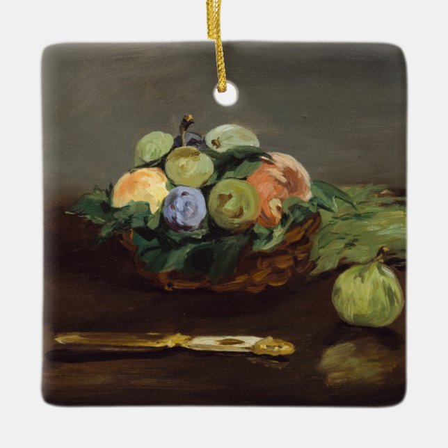 Edouard Manet - Korg med frukter Julgransprydnad Keramik (Framsida)