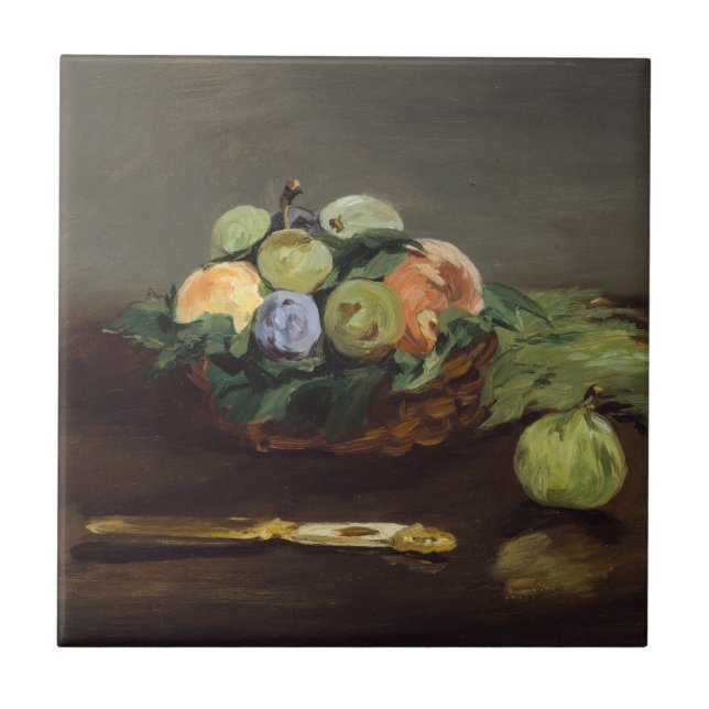 Edouard Manet - Korg med frukter Kakelplatta (Framsidan)