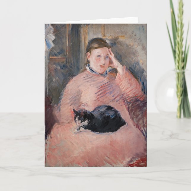 Edouard Manet - Kvinna med en katt Kort (Framsida)