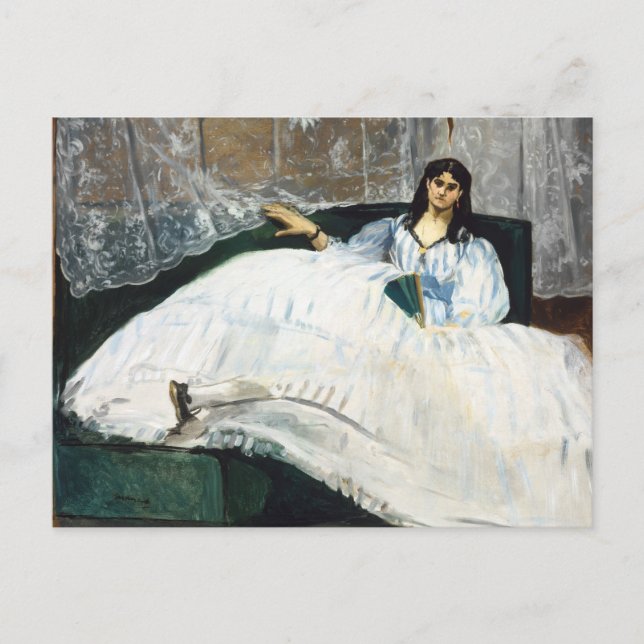 Edouard Manet - Kvinna med Fläkt Vykort (Framsida)