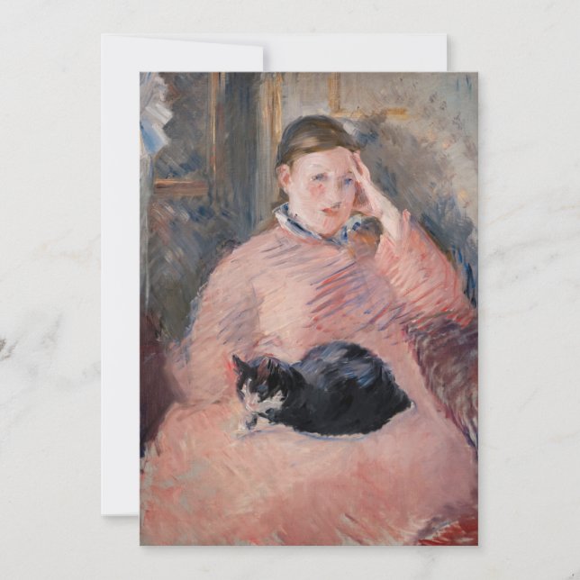 Edouard Manet - Kvinna med katt Inbjudningar (Framsida)