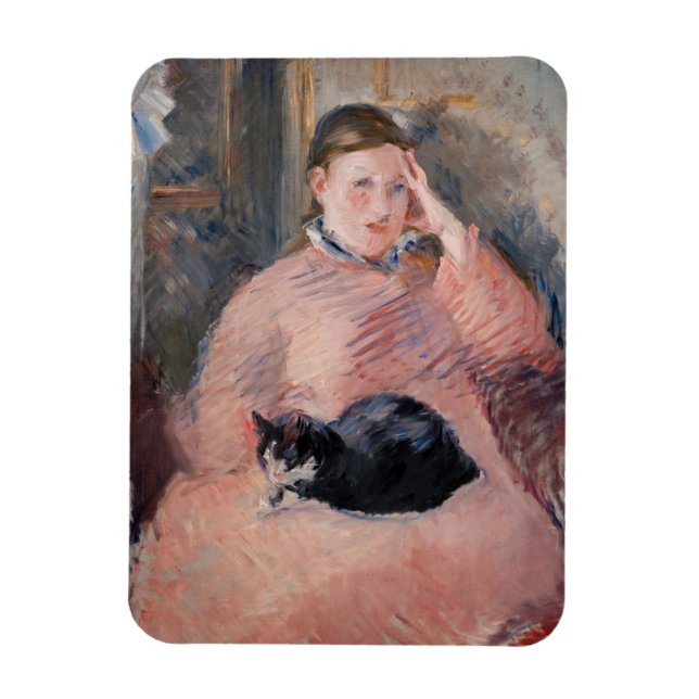 Edouard Manet - Kvinna med katt Magnet (Vertikal)