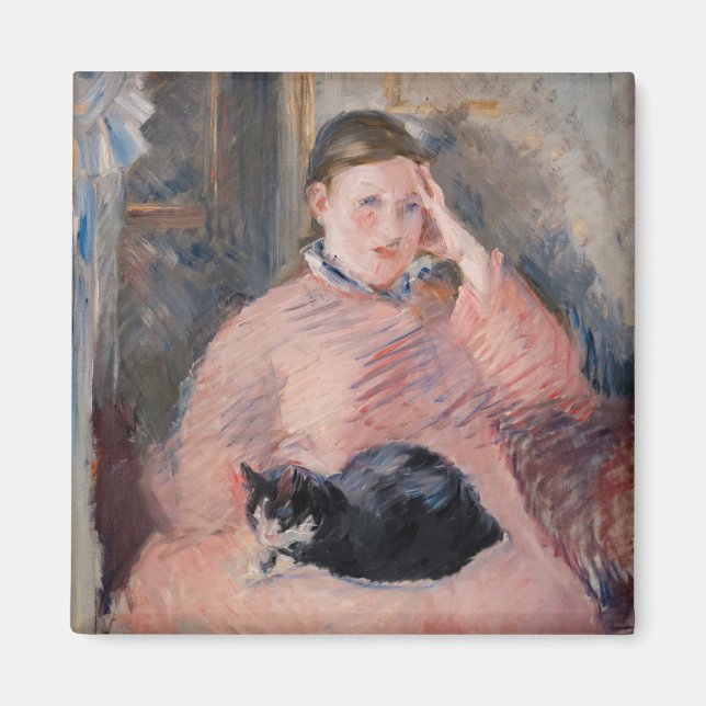 Edouard Manet - Kvinna med katt Magnet (Framsidan)