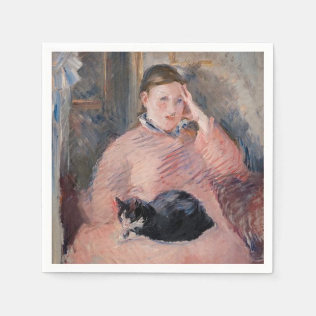 Edouard Manet - Kvinna med katt Pappersservett (Framsidan)