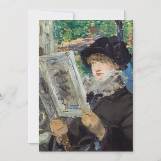 Edouard Manet - Kvinna som läser Tack Kort (Framsida)