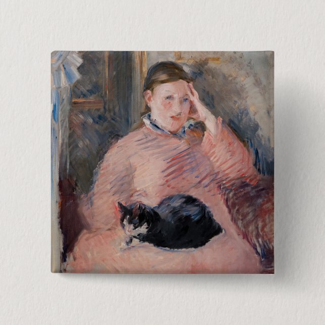 Edouard Manet - Kvinnor med katt Knapp (Framsida)