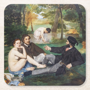 Edouard Manet - Luncheon på Grass Underlägg Papper Kvadrat