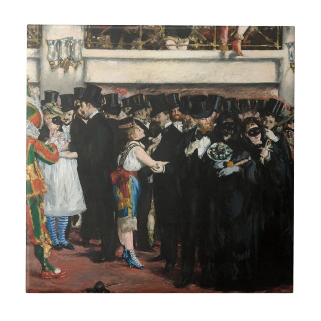 Edouard Manet - Mask Boll vid Opera Kakelplatta (Framsidan)