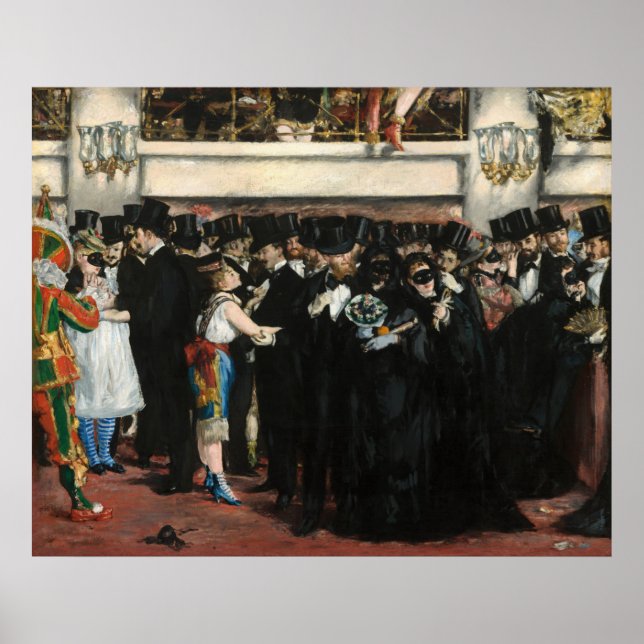Edouard Manet - Mask Boll vid Opera Poster (Framsidan)