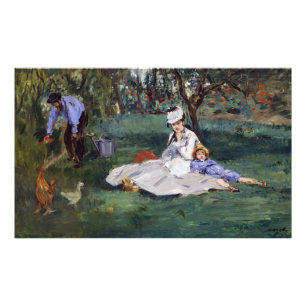 Edouard Manet - Monet-familjen i sin trädgård Fototryck
