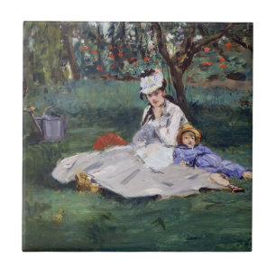 Edouard Manet - Monet-familjen i sin trädgård Kakelplatta