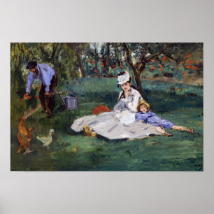 Edouard Manet - Monet-familjen i sin trädgård Poster