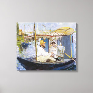 Edouard Manet - Monet i sin ateljéebåt Canvastryck
