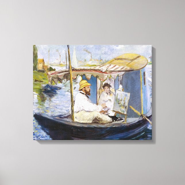 Edouard Manet - Monet i sin ateljéebåt Canvastryck (Framsida)