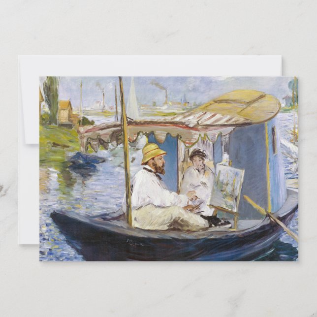 Edouard Manet - Monet i sin ateljéebåt Inbjudningar (Framsida)