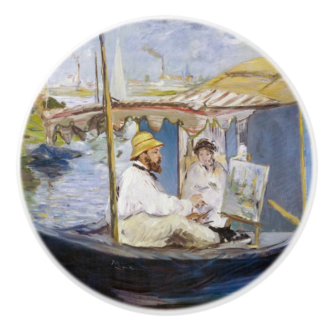 Edouard Manet - Monet i sin ateljéebåt Knopp (Framsidan)