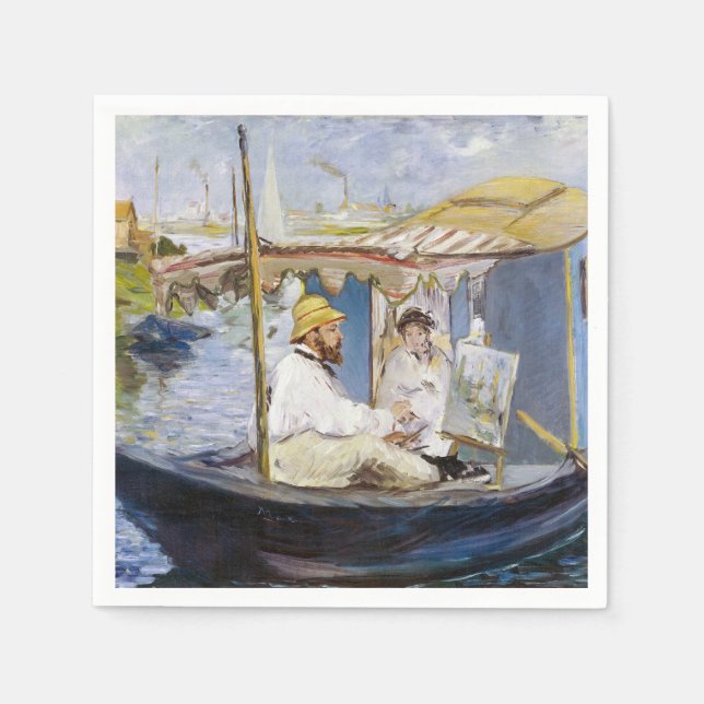 Edouard Manet - Monet i sin ateljéebåt Pappersservett (Framsidan)
