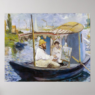 Edouard Manet - Monet i sin ateljéebåt Poster