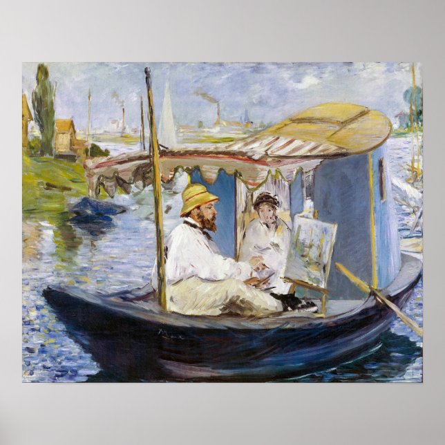 Edouard Manet - Monet i sin ateljéebåt Poster (Framsidan)