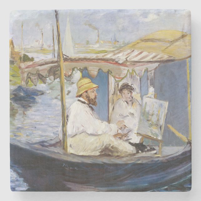 Edouard Manet - Monet i sin ateljéebåt Stenunderlägg (Framsidan)