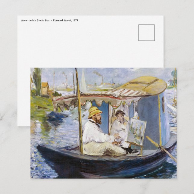 Edouard Manet - Monet i sin ateljéebåt Vykort (Fram/baksida)