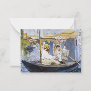 Edouard Manet - Monet i Studio Boat Anteckningskort