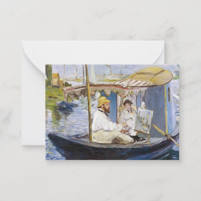 Edouard Manet - Monet i Studio Boat Anteckningskort (Framsida)