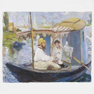 Edouard Manet - Monet i Studio Boat Fleecefilt