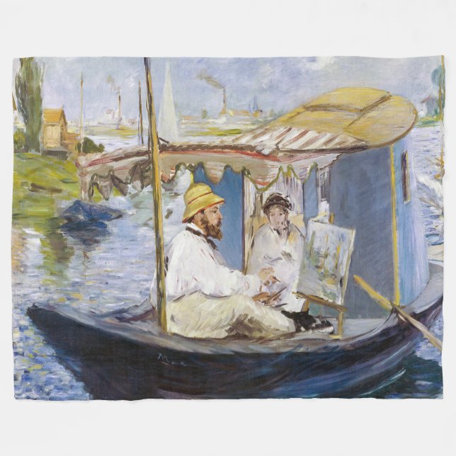 Edouard Manet - Monet i Studio Boat Fleecefilt (Framsidan (Horisontell))