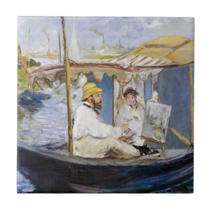 Edouard Manet - Monet i Studio Boat Kakelplatta
