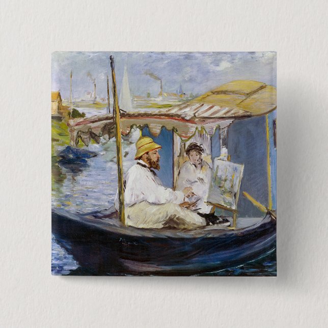 Edouard Manet - Monet i Studio Boat Knapp (Framsida)