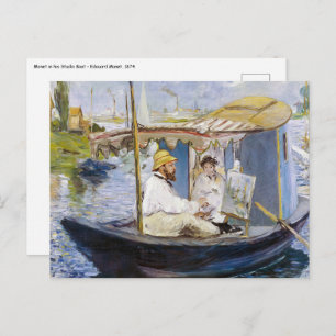 Edouard Manet - Monet i Studio Boat Vykort